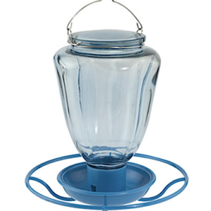 Tinted Blue Glass Water Feeder