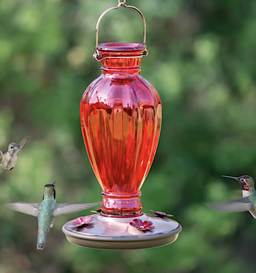 Vintage Glass Hummingbird Feeder