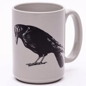 Gray Ceramic Crow Mug