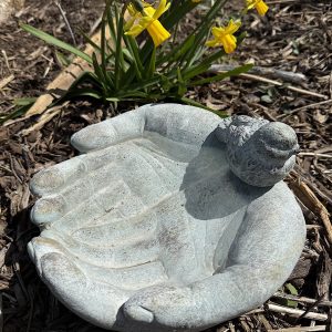 Loving Hands Cement Birdbath